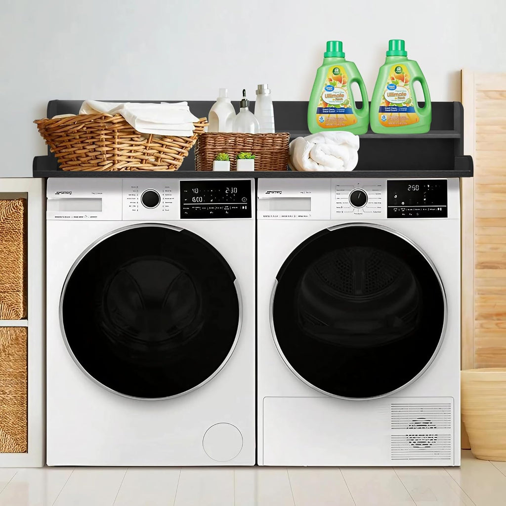 Royxen Laundry Countertop with Storage Universal Fit, Washer and Dryer Countertop with Shelf, Laundry Room Storage, 2-Tier Shelf (Black)