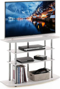 Furinno Frans Turn-N-Tube TV Stand for TV Size up to 43 Inch, 4-Tier, White Oak