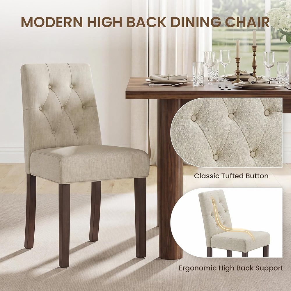 Dining Chairs Set of 2, Parsons Chairs for Small Spaces, Light Beige | Modern...