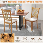 Giantex Wooden Dining Chairs Set of 4, Linen Fabric Upholstered Kitchen Chair w/Rubber Wood Frame, Wide Padded Seat, Curved Cross Back, Farmhouse Side Chairs for Dining Living Room Restaurant