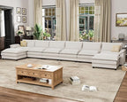 Homall 232" Modular Sectional Sofa, Oversized Sofa Couch with Reversible Ottoman, DIY Combination Chenille Deep 6-Seat Cloud Couch for Living Room, Apartment (White, Oversized Sofa)