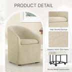 Upholstered Dining Chairs with Casters, Washable Cover Modern Dining Room Chairs with Barrel Backrest & Dual Armrest for Kitchen, Living Room, Bedroom, Sand Fabric, 4PCS
