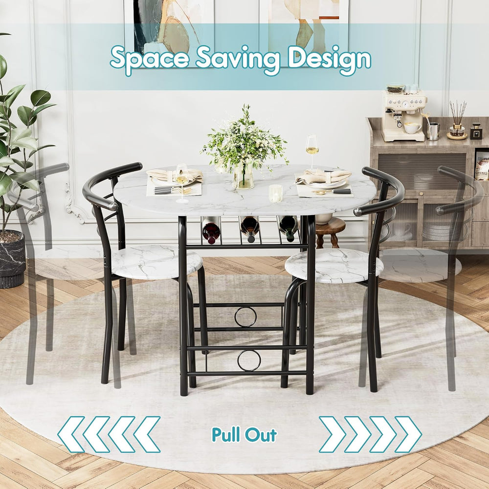 Flamaker Dining Table for 2, 3 Piece Round Table & Chair Set, White &...