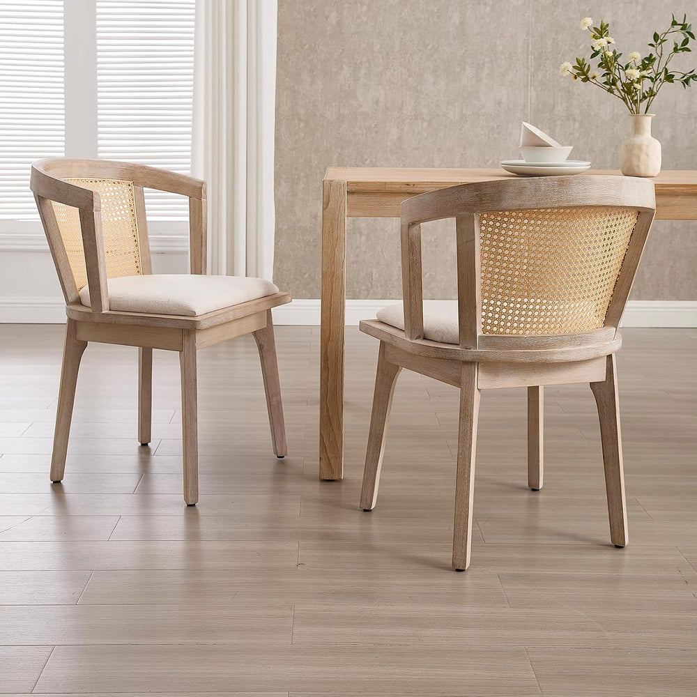 Kmax Modern Rattan Dining Chair Set of 6 Farmhouse Semi Barrel Dining Room Ch...