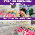 Premium Clear Invisible Acrylic Hangers,Crystal Plastic Hangers with Bling Gold Glitter 50 Pack Ultra Slim & Space Saving Suit Hangers for Coats, Pants & Dress Clothes
