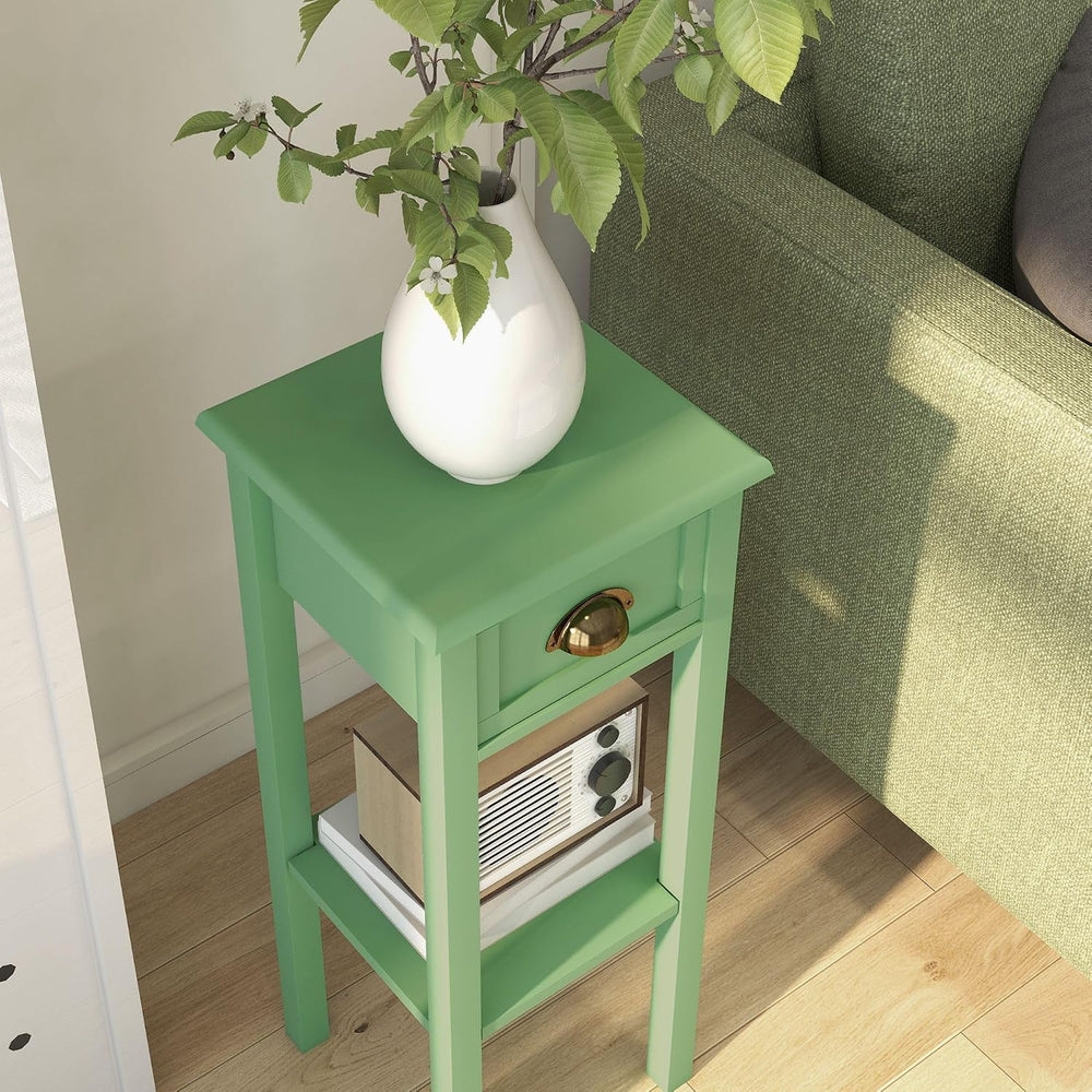 Green MDF Side Table with Storage