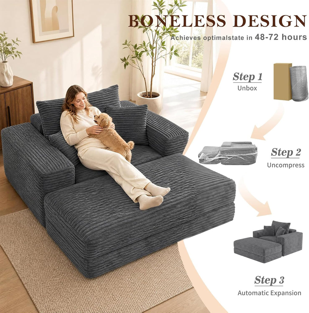 Oversized Chaise Lounge Chair with Ottoman Indoor, 82" Sofa Chair Bed | ...