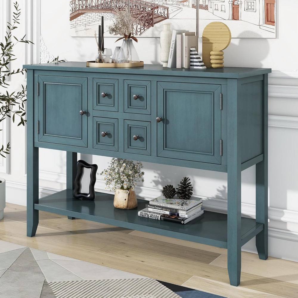 P PURLOVE Console Table Buffet Sideboard Sofa Table with Drawers Cabinets and...
