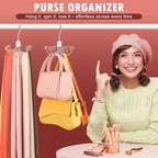 DOIOWN Purse Organizer,4 Pack Space Saving Purse Hangers for Closet,Multi Purpose Rotating Tank Top Hangers for Bags, Bras,Scarfs,Ties, Hoodies, Hat Closet Organizers and Storage