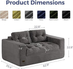 MAXYOYO 63" Loveseat Sofa Couch for Small Spaces, Upholstered Boneless Cloud Couch for Apartment Bedroom, 2-Seater Love Seat Floor Modern Sofa with Pillows, No Assembly Required, Dark Grey