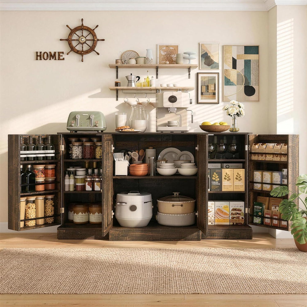 Buffet Cabinet with Storage,59" Large Farmhouse Sideboard Buffet Cabinet...