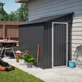 Outdoor Metal Storage Shed 4 x 8 ft, Garden Shed Lean to shed for Bike, Tool Outside Shed with Floor Base, Lock, Door for Backyard, Patio, Lawn, Black