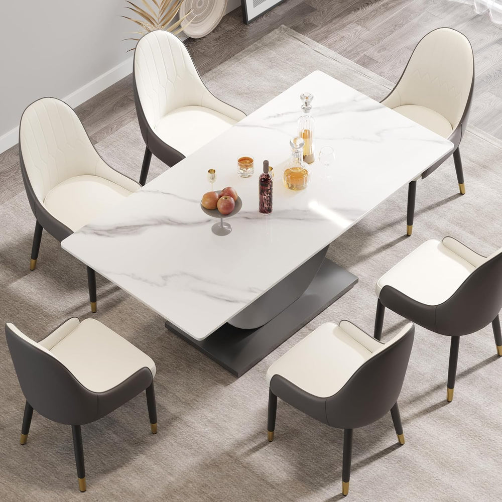 Montary 7 Piece Dining Table Chairs Set, Modern Dining Table Set of 6, Includ...