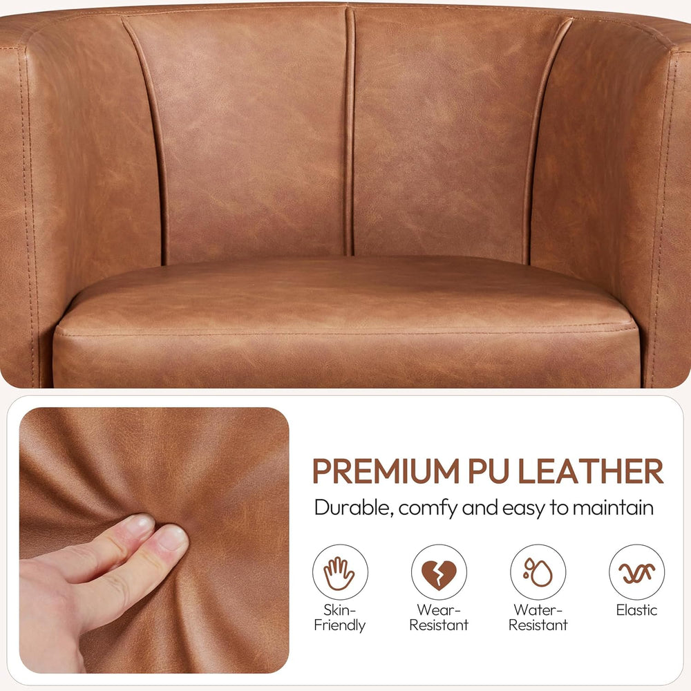 Yaheetech Barrel Accent Chairs Set of 2, Modern Armchairs, Brown