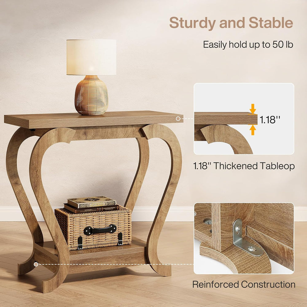 Tribesigns End Table, Narrow Wood Side Table with Storage Shelves, 2-Tier Bed...