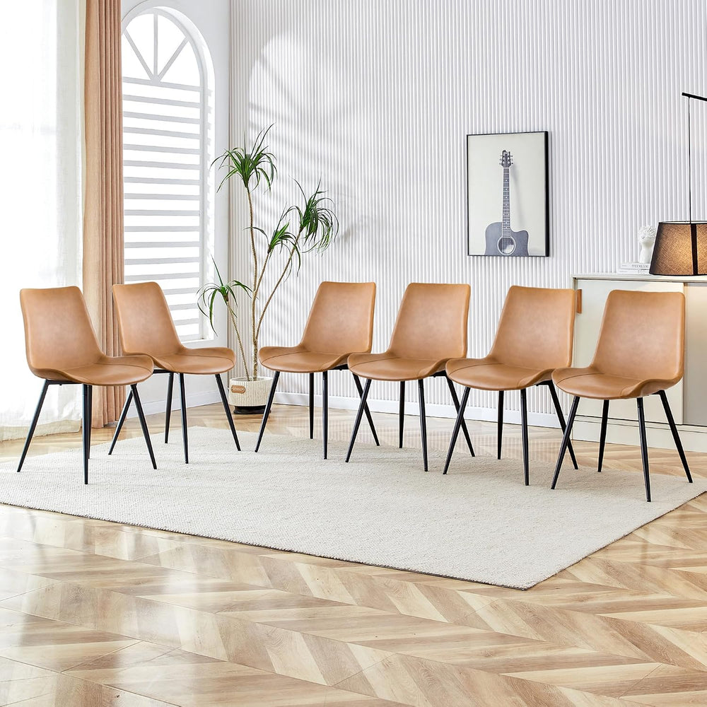 Dining Chairs, Modern PU Leather Dining Room Chair with Sturdy Metal Legs, Up...