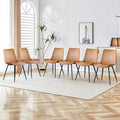 Dining Chairs, Modern PU Leather Dining Room Chair with Sturdy Metal Legs, Upholstered Seat Dinner Chairs Accent Side Chairs for Indoor Kitchen Living Room Restaurant (Brown, Set of 6)