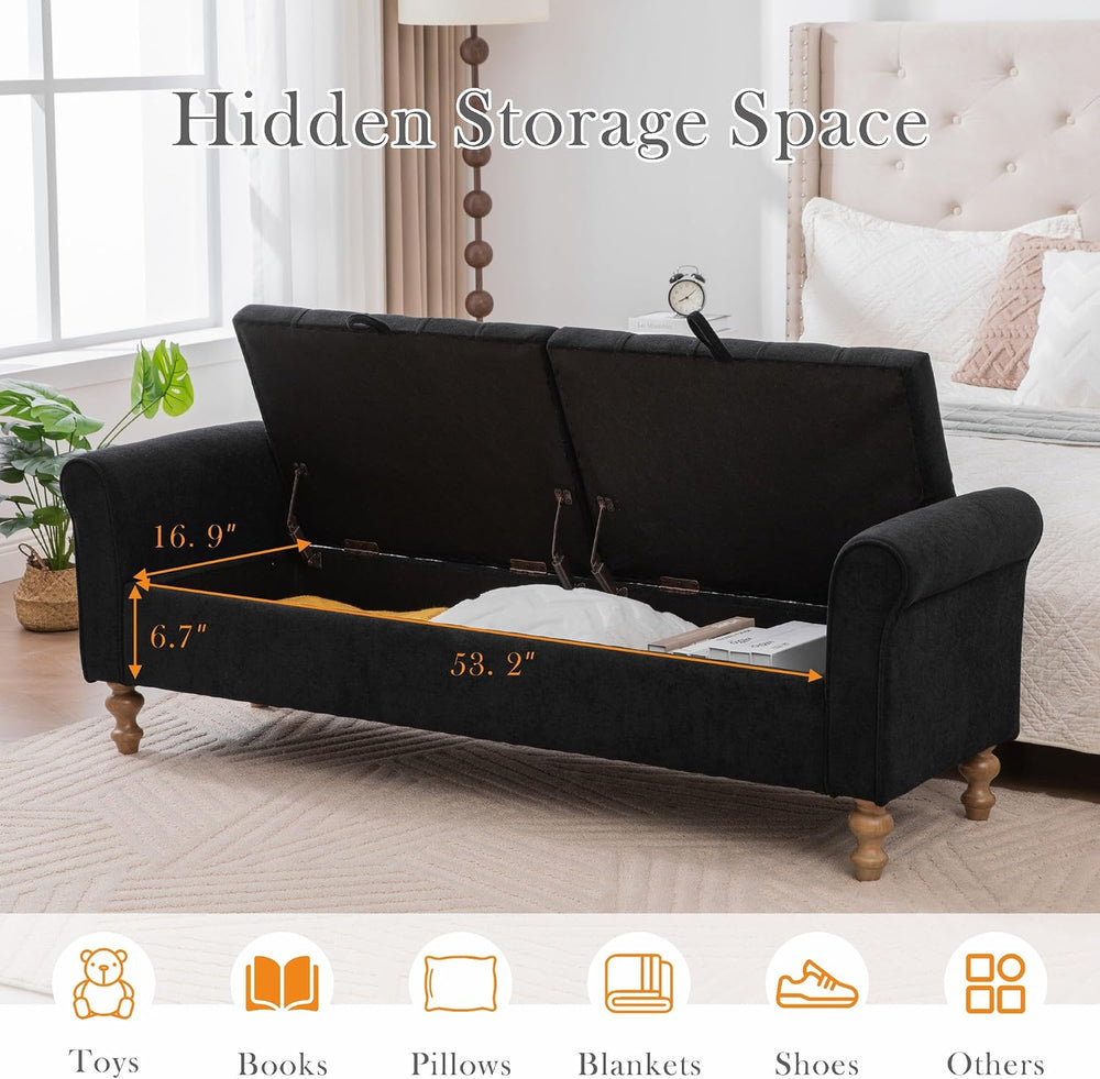 Aoiy & Wifon 65.75" W Large Storage Ottoman Bench, Modern King Size ...