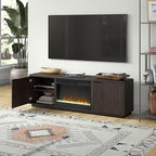 Henn&Hart Rectangular TV Stand with 26" Crystal Fireplace for TV's up to 78" in Alder Brown, for Home, Living Room, Bedroom, Entertainment Room, Office