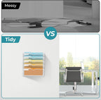 SUPEASY 5-Tier Wall File Organizer Mesh Office Mail Holder, Hanging Wall Organizer Magazine Rack for Office White