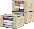 Storage Bags,Clothes Blanket Storage Bins Foldable Closet Organizers with Reinforced Handle for Home Dorm Storage and Organization,Fabric Bags for Organizing Sheets,Clothing (Beige,1)
