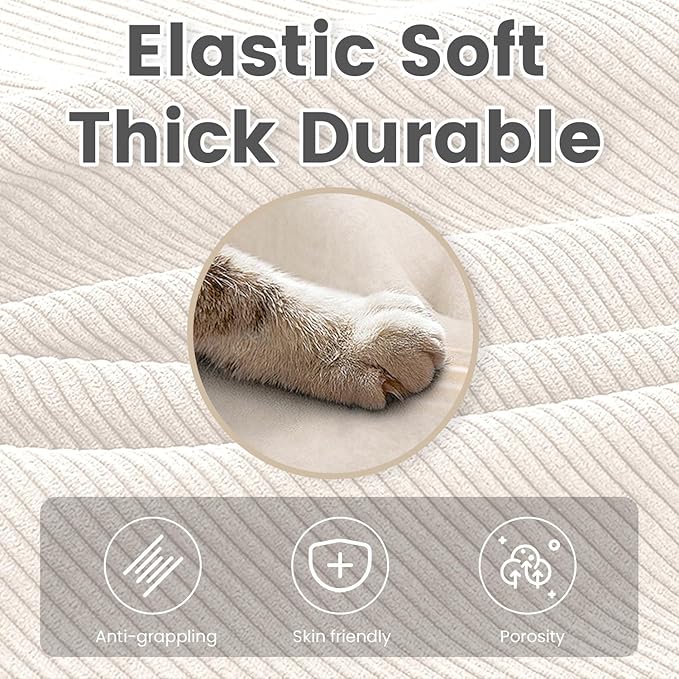 112'' Sectional Modular Cloud Couch, Oversized 5 Seat Couches U Shaped Sofa with 2 Movable Ottomans, 2 Throw Pillows, Upholstered Corduroy U Shape Comfy Deep Couches for Living Room and Office, Beige