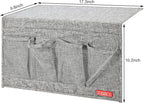 Linen 6 Pockets Bedside Caddy, Bedside Storage Organizer for Magazine, Remotes, Phone (Grey)