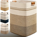 Laundry Hamper, 85L Tall Laundry Basket with Leather Handles, Rectangle Large Clothes Hamper for Organizing, Cotton Woven Laundry Baskets Storage Hampers for Bedroom, Nursery, Living Room