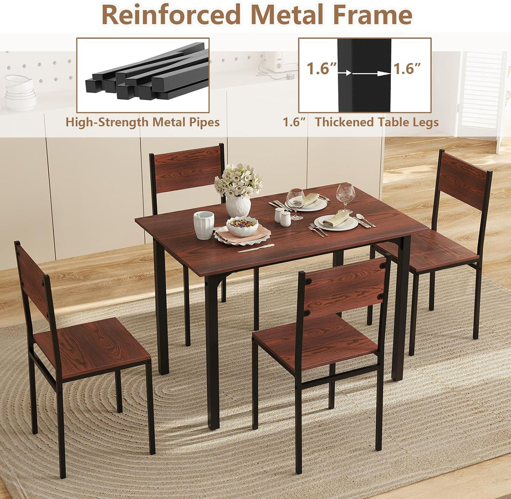 GOFLAME 5-Piece Dining Table Set, Industrial Kitchen Table and Chairs for 4 w...