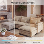 URRED Oversized Modular Sectional Sofa，Khaki：122" U Shaped | Modern Comfy Cloud Couch with Movable Ottoman and Pillow, Deep Seat Couches for Living Room, Bedroom or Apartment