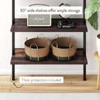 Nathan James Theo 6-Shelf Tall Bookcase, Wall Mount Bookshelf with Natural Wood Finish and Industrial Metal Frame, Nutmeg/Matte Black, Set of 2