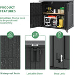 36 Cu Ft Resin Outdoor Storage Shed, Weatherproof Horizontal Outdoor Storage Cabinet with Dual Lock Door for Backyard, Patio, Garage, Garden(Black)