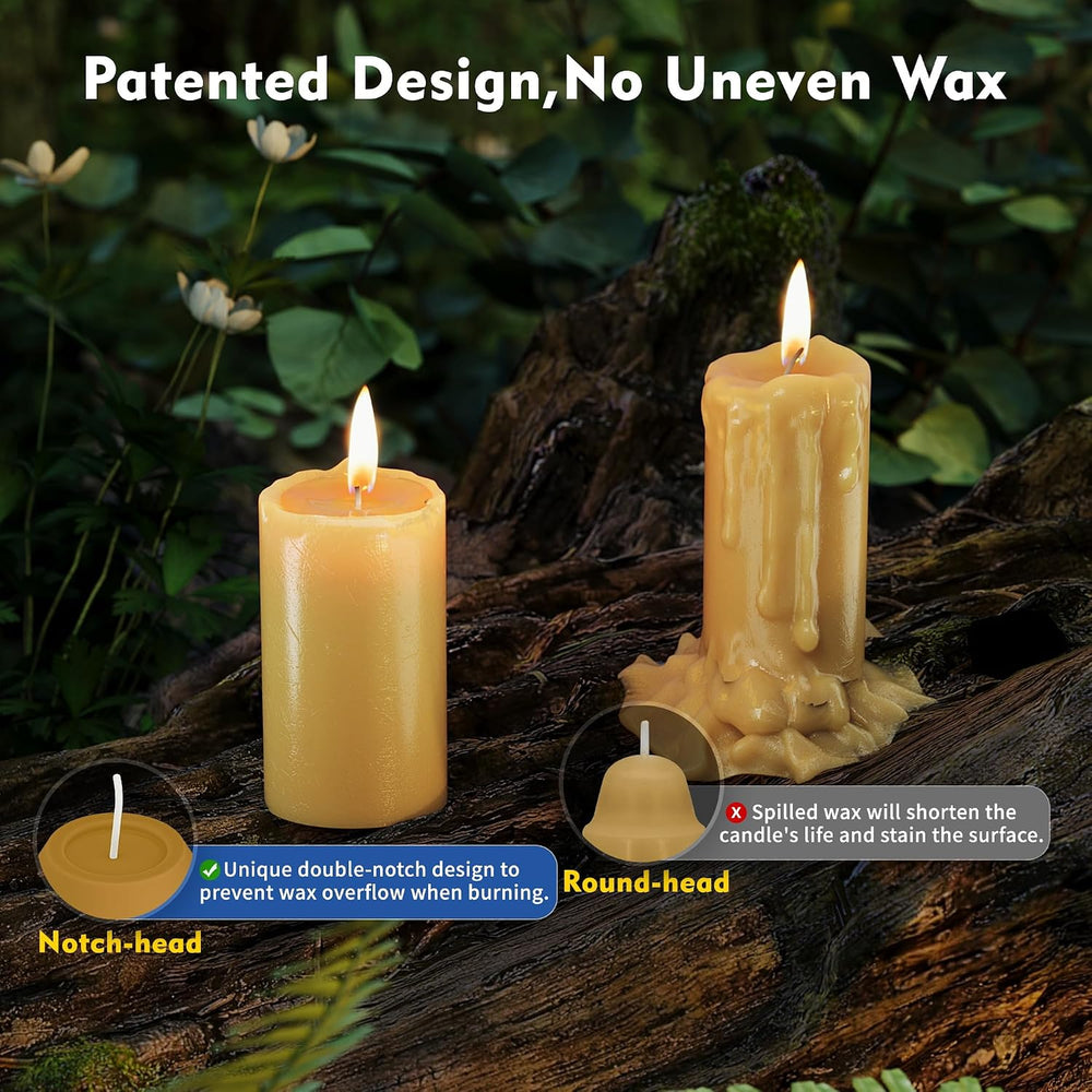 20Pack Natural Beeswax Candles, 15H+ Emergency Lantern Candles, 3.1 x 1.3