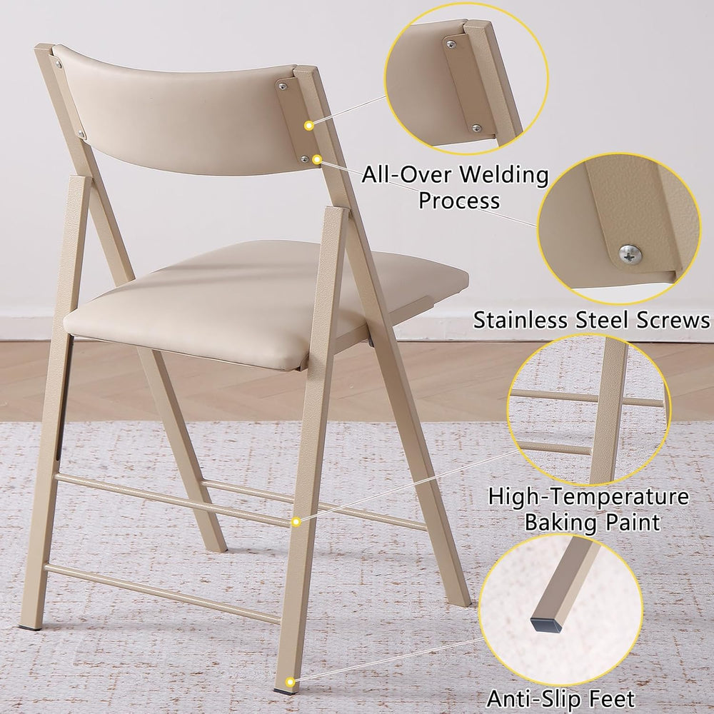 Padded Folding Chairs 2 Pack, 450LBS Heavy Duty Folding Dining Chair, Wood | ...