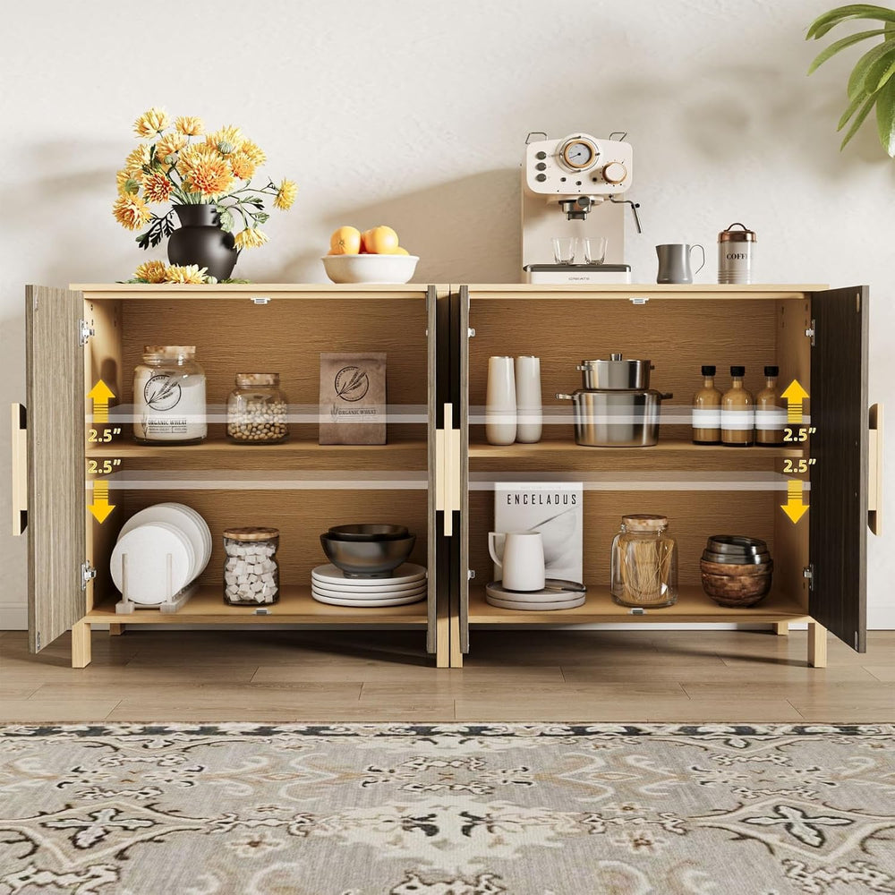 BREEZEHEAT Sideboard Buffet Cabinet with Storage, Mid Century Modern Buffet T...
