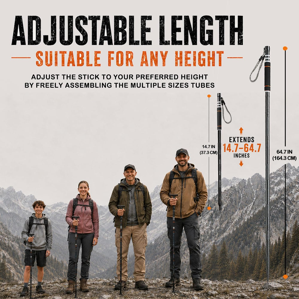 15-in-1 Tactical Hiking Stick, Aluminum Survival Walking Stick Self Defense