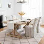 chairus Slipcovered Parsons Dining Chairs Set of 4, Upholstered Dining Room Chairs with Removable Linen Cover & High Back, Modern Farmhouse Wooden Side Kitchen Chairs, Khaki Stripe