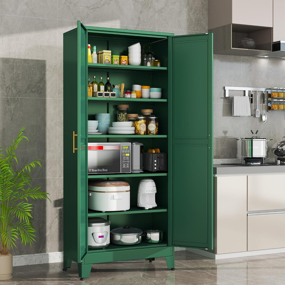 Green Metal Storage Cabinet,75" Steel Cabinets for Home Office | Kitchen...