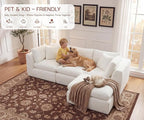 110'' Oversized Cloud Sectional Boneless Couch for Living Room, Modern Big Compressed L Shape Couch with Ottoman & 2 Throw Pillows, Comfy Chenille Deep Seat Memory Foam Spineless 4 Seater Sofa,Beige | Washable Covers, Premium Chenille, Versatile Style,...