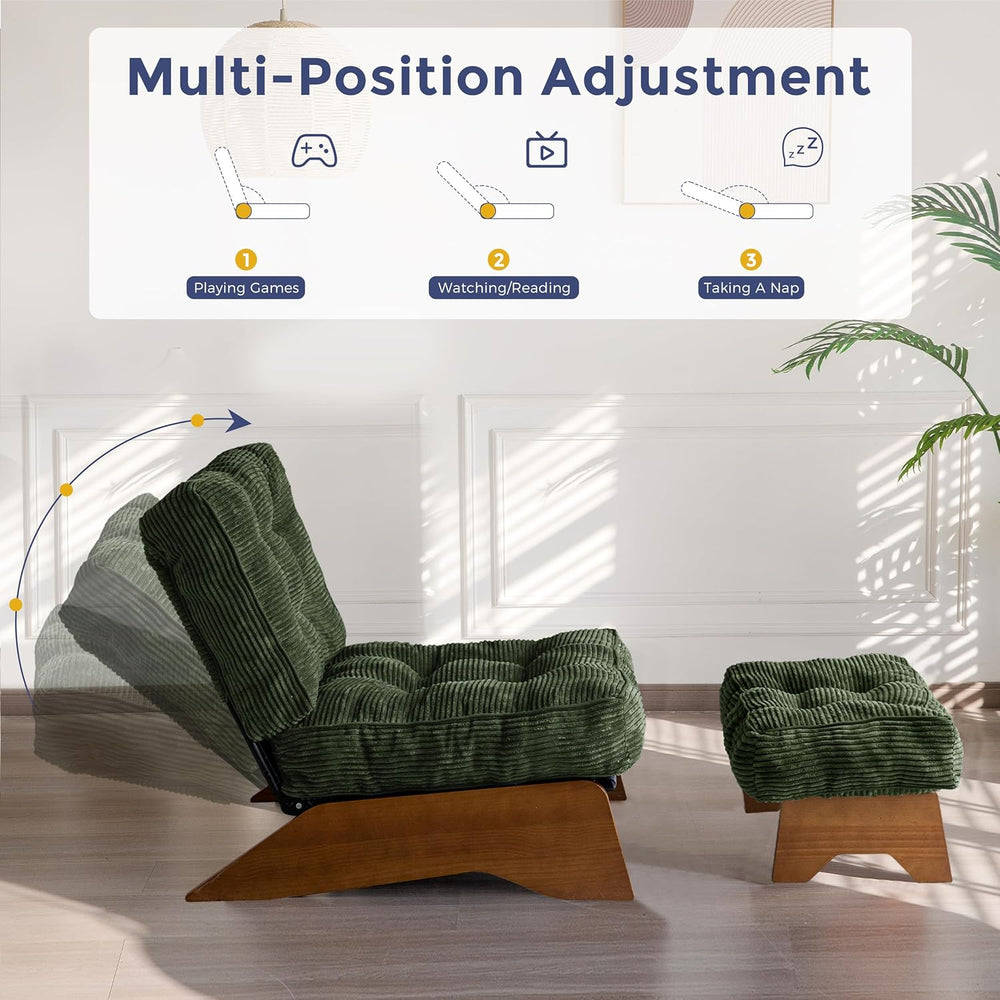 MAXYOYO Accent Chair with Ottoman, Lounge Chair with Adjustable Backrest | Tu...