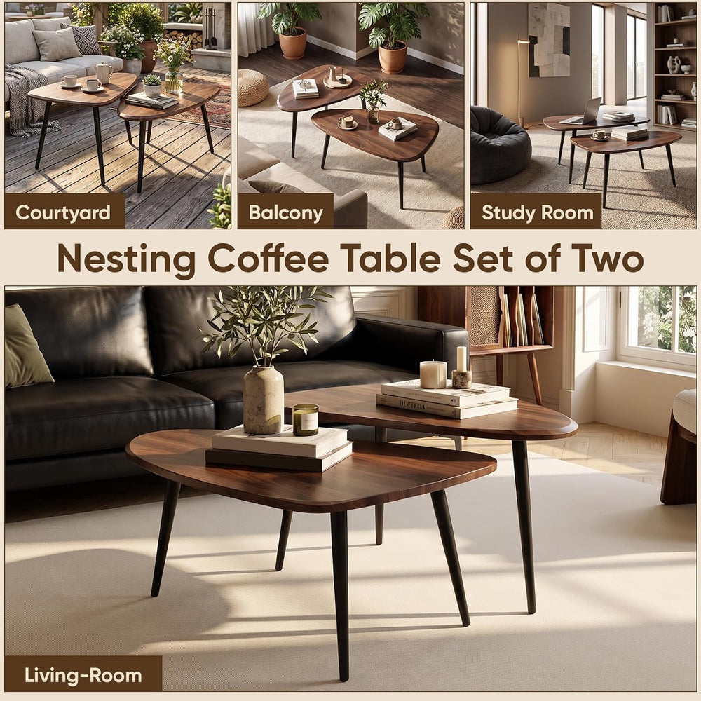 Nesting Coffee Table Set of 2,Mid Century Coffee Nesting Table | living room ...
