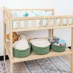 CubesLand Small Storage Basket Cotton Rope Organizer Baskets for Shelves | Set of 5 Decorative Closet Storage Bins with Handle for Countertop, Toilet Paper Basket for Toilet Tank Top, Green Basket