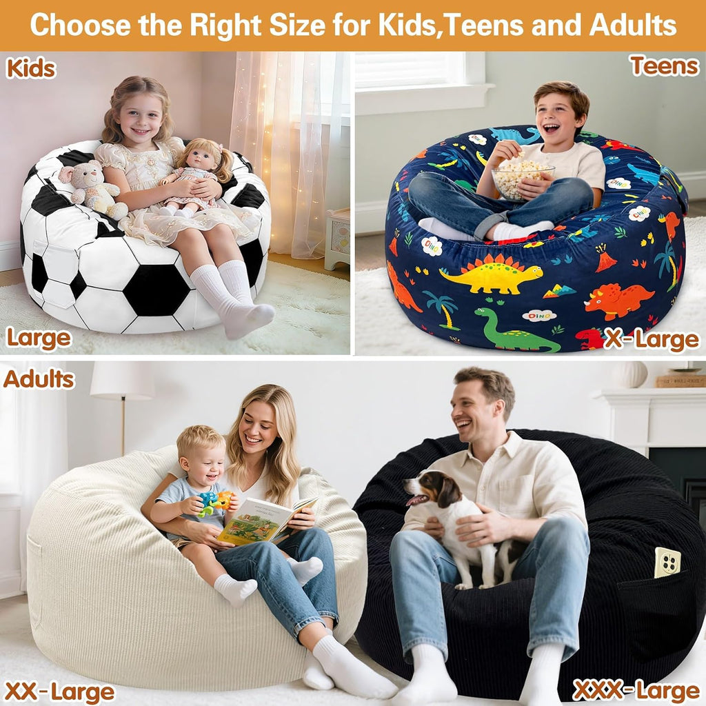 Jorbest Soccer Bean Bag Chair for Kids and Teens, Memory Foam Bean Bag Chairs with Washable Velvet Cover, Soccer Bean Bag Sofa for Lounging, Gaming, Reading, Sports Room Decor, X-Large 30" W x 18" H