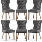 SyMax Dining Chairs Set of 6, Faux Leather Parson Dining Room Chairs, High-End Tufted Kitchen Side Chairs for Bedroom, Living Room, Gray