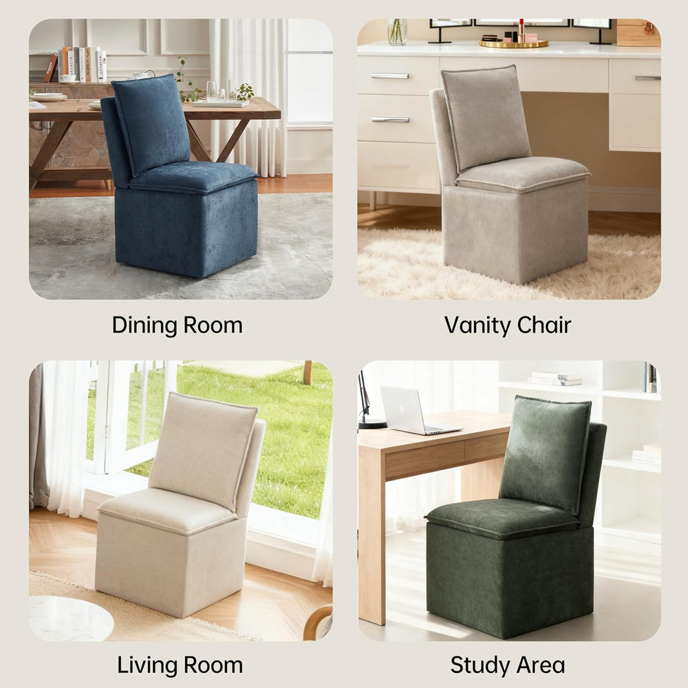 VKNOW Upholstered Dining Chairs Set of 6, Dining Room Chairs with Storage