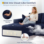 MAXYOYO 132" U Shaped Modular Sectional Sofa with 2 Ottomans, Cloud Boneless Couch with Layered Cushion, Flexible Module Combination Sofa for Living Room, No Assembly Required, Navy