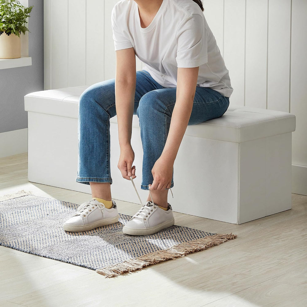 SONGMICS 43.3 Inches Folding Storage Ottoman Bench with Flipping Lid | Storag...