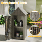 Storage Shed Outdoor,Waterproof Resin Garden Tool Shed, Heavy-Duty Weather-Resistant Cabinet for Patio, Backyard, or Garage (Grey)
