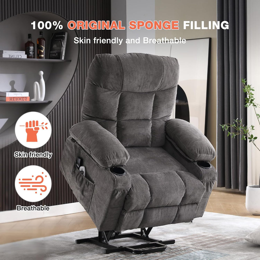 MAHOMICO Power Lift Recliner Chair for Elderly with Vibration Massage and Lum...