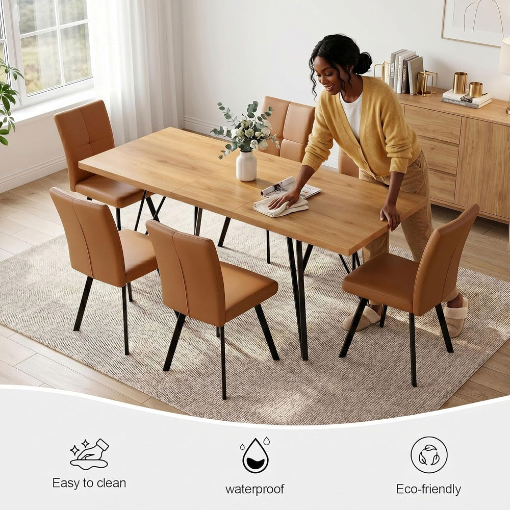 HIPIHOM Extendable Dining Table Set for 4-6, 55 to 71 Inch Expandable Dining ...